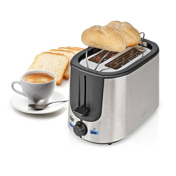 Moderner Edelstahl-Toaster für 2 Scheiben, 7 Röststufen, Brötchenaufsatz & Defroster, 1000W – Vielseitiger Toaster für köstlichen Toast und Gebäck