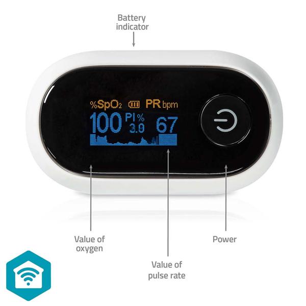 Hochpräzises SmartLife Pulsoximeter, Bluetooth & HD-OLED Display - App Android/iOS, genaue Sauerstoffsättigung- & Pulsmessungen
