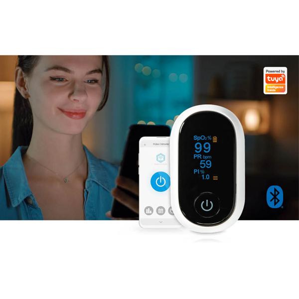 Hochpräzises SmartLife Pulsoximeter, Bluetooth & HD-OLED Display - App Android/iOS, genaue Sauerstoffsättigung- & Pulsmessungen