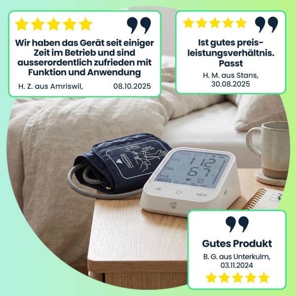 Intelligentes Blutdruckmessgerät (Oberarm) mit Bluetooth – HD-Display, App-Anbindung & Wrap-Manschette für präzise Messwerte