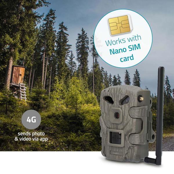 Full-HD-Trail Wildkamera, 4G, 30MP, 1080p, CMOS, IR Nachtsicht, PIR Bewegungssensor, Zeitraffer, IP66, Camera Trap Wireless App