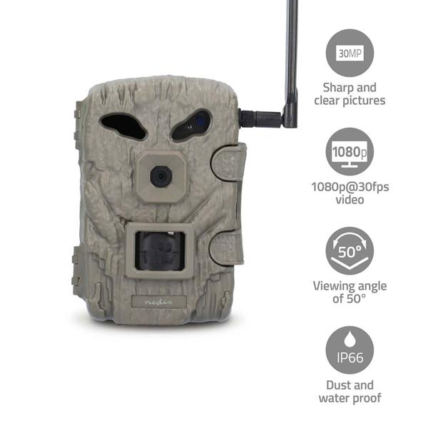 Full-HD-Trail Wildkamera, 4G, 30MP, 1080p, CMOS, IR Nachtsicht, PIR Bewegungssensor, Zeitraffer, IP66, Camera Trap Wireless App