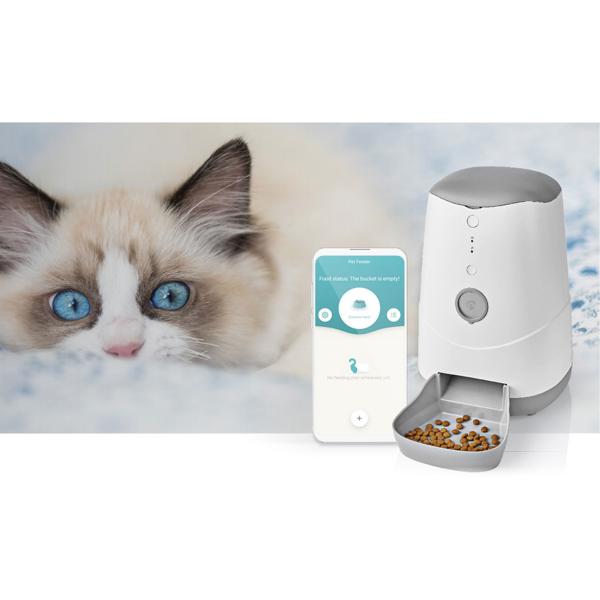 SmartLife Wi-Fi Futterspender: weiss-grau, 3,7L Auto-Futterautomat, App-Steuerung (iOS/Android) - Zuverlässige, smarte Fütterung für Haustiere