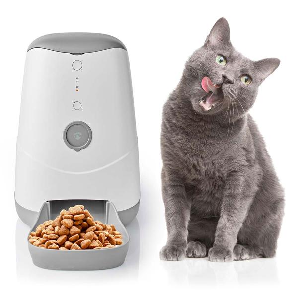 SmartLife Wi-Fi Futterspender: weiss-grau, 3,7L Auto-Futterautomat, App-Steuerung (iOS/Android) - Zuverlässige, smarte Fütterung für Haustiere