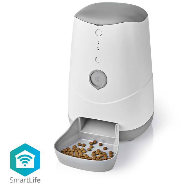 SmartLife Wi-Fi Futterspender: weiss-grau, 3,7L Auto-Futterautomat, App-Steuerung (iOS/Android) - Zuverlässige, smarte Fütterung für Haustiere