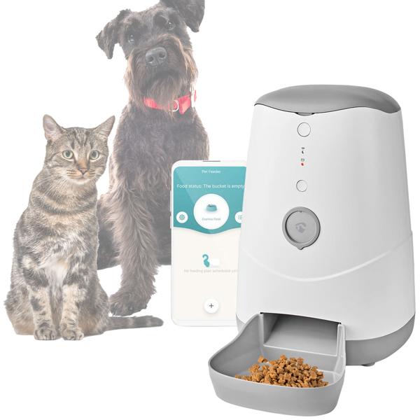 SmartLife Wi-Fi Futterspender: weiss-grau, 3,7L Auto-Futterautomat, App-Steuerung (iOS/Android) - Zuverlässige, smarte Fütterung für Haustiere