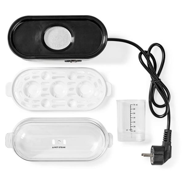 Präziser Edelstahl Eierkocher für 3 Eier (210W, silber) – Härtegrad-Einstellung, Messbecher – Perfekte Eier (weich, mittel, hart) auf Knopfdruck