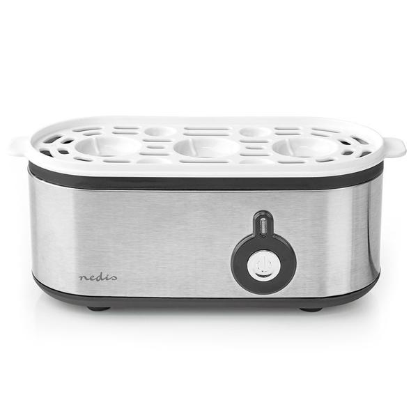 Präziser Edelstahl Eierkocher für 3 Eier (210W, silber) – Härtegrad-Einstellung, Messbecher – Perfekte Eier (weich, mittel, hart) auf Knopfdruck