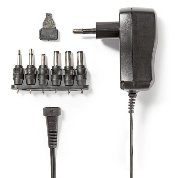Einstellbares universal Netzteil, 3 - 12 V DC, wechselbarer Adapter, 100 - 240 V AC, 6 DC Stecker für Haushaltselektronik