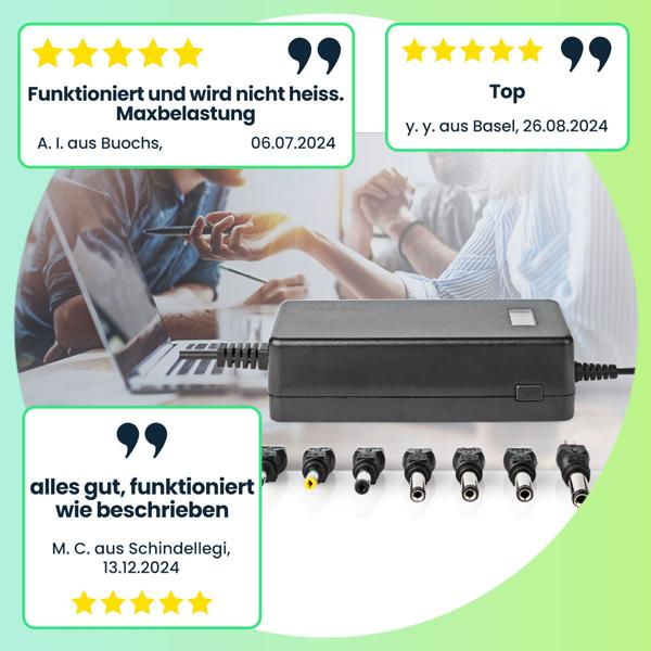 Praktischer Universal-Netzteiladapter mit 7 DC Wechselsteckern, 5 - 24 V, 100 - 240 V AC, 36 W, ideal für Haushaltselektronik