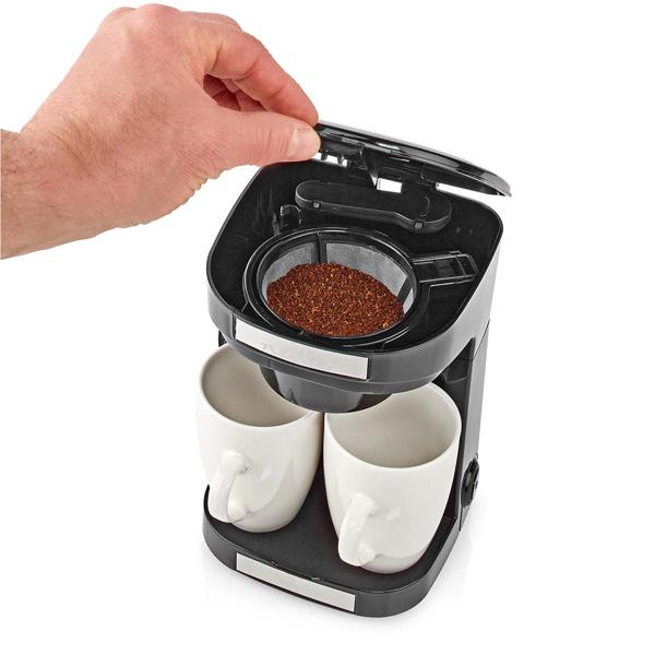 Kompakte Filter-Kaffeemaschine mit Abschalt-Automatik, inkl. 2 Tassen – ideal für Zuhause & Büro, aromatischer Kaffeegenuss, 450 W, platzsparend