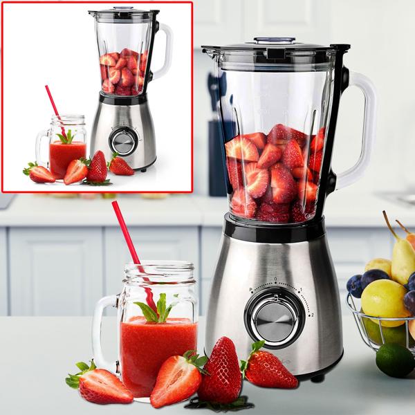 Edelstahl Power Standmixer mit 1,5 l Glasbehälter, Küchenmixer, 800 W für Smoothies, Shakes, Saucen oder zur Zerkleinerung von Obst und Gemüse