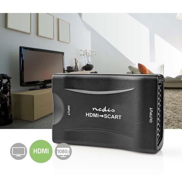 HDMI zu SCART Konverter (Full HD): 720p/1080p Umschalter, USB-Betrieb - Verbindet moderne Technik mit Retro-TVs
