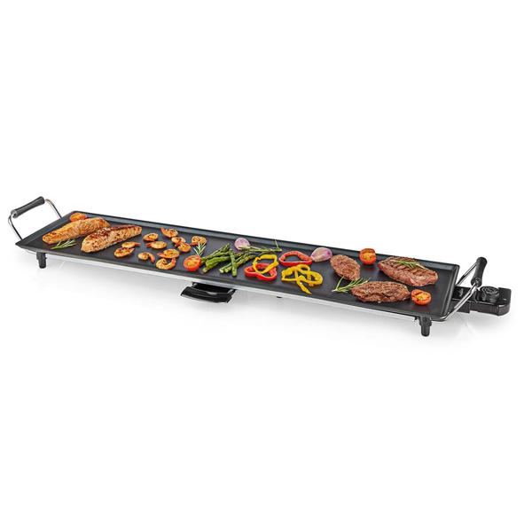 XXL elektrische Grillplatte – Teppanyaki Tischgrill für fettarmes Braten, 90 x 23 cm, 1800W, antihaftbeschichtet, ideal für Fleisch, Fisch & Gemüse