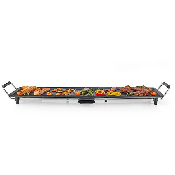XXL elektrische Grillplatte – Teppanyaki Tischgrill für fettarmes Braten, 90 x 23 cm, 1800W, antihaftbeschichtet, ideal für Fleisch, Fisch & Gemüse