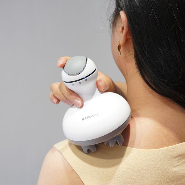 Professionelles Kopf- und Körper-Massagegerät, 4 Massageköpfe, mobil mit Akkubetrieb, abwaschbar, auch mit Massageöl verwendbar