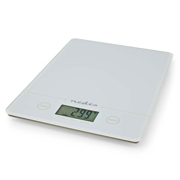 Moderne Digitalwaage, Touchscreen, Hartglas, edles weiss, bis 5kg,  gramm-genau: Elegante Küchenwaage für einfache Bedienung