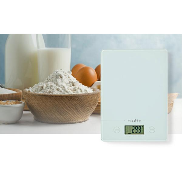 Moderne Digitalwaage, Touchscreen, Hartglas, edles weiss, bis 5kg,  gramm-genau: Elegante Küchenwaage für einfache Bedienung