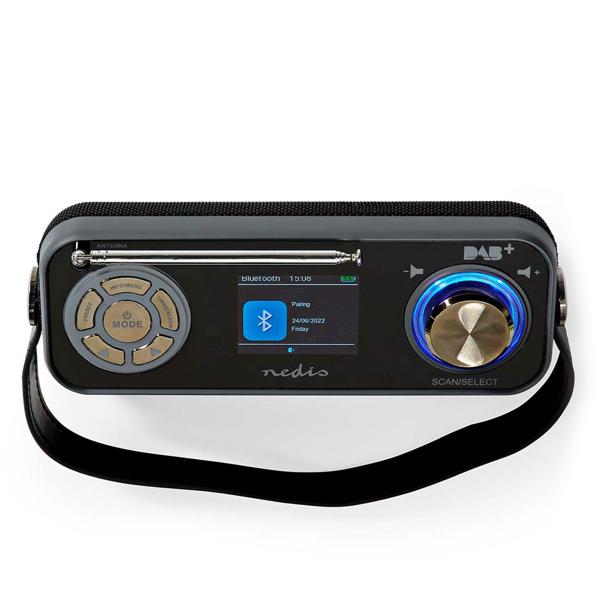 Design DAB+/UKW-Radio, Bluetooth, USB, Akku, schwarz, Farbdisplay & Wecker. Mobiles Digitalradio mit vielseitigen Funktionen, stilvolles Design