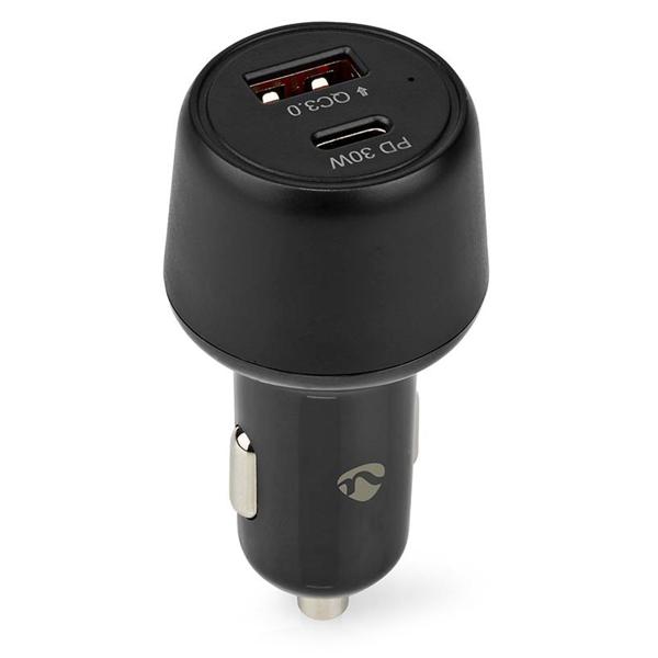 Kfz-USB-Ladegerät - 2 Ports USB-C & USB-A - 48W Power Delivery 30W & Quick Charge 3.0 18W - MFi-zertifiziert für iPhone 8+ (0-50% in 30 Min) - Schwarz