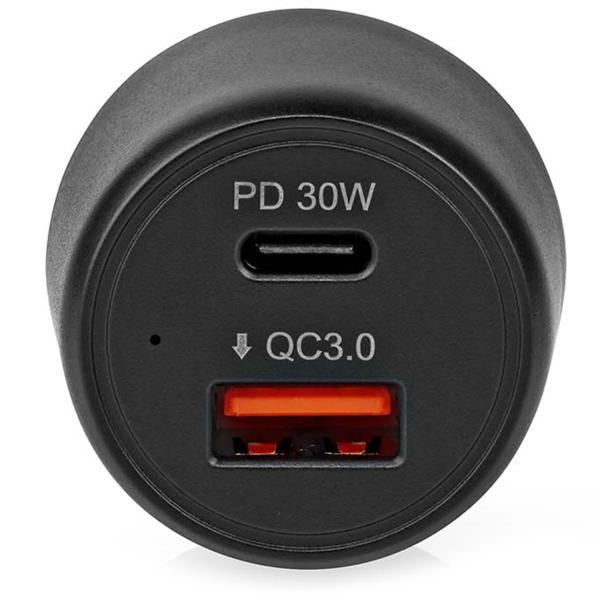 Kfz-USB-Ladegerät - 2 Ports USB-C & USB-A - 48W Power Delivery 30W & Quick Charge 3.0 18W - MFi-zertifiziert für iPhone 8+ (0-50% in 30 Min) - Schwarz