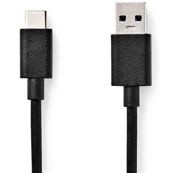 USB-C auf USB-A Ladekabel - High-Speed-Datenübertragung & Laden von Mobilgeräten - USB 3.2 Gen 1, 5 Gbit/s, 3.0 A, 1m, Schwarz, Vernickelt