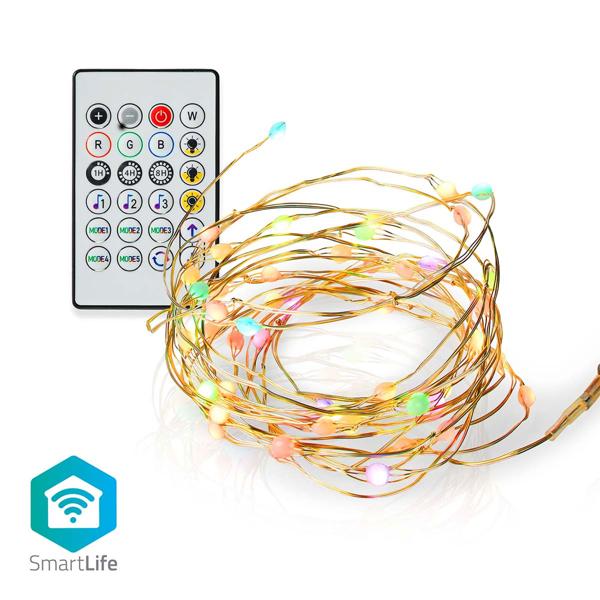 SmartLife LED Lichterkette - 50 LEDs, 5m, RGB 16 Mio. Farben, dimmbar, Wi-Fi - Sprachsteuerung Google Home/Alexa, Android/iOS, IP44