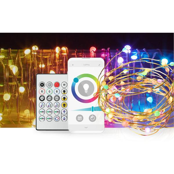 SmartLife LED Lichterkette - 50 LEDs, 5m, RGB 16 Mio. Farben, dimmbar, Wi-Fi - Sprachsteuerung Google Home/Alexa, Android/iOS, IP44