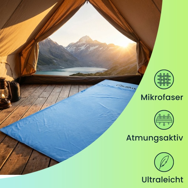 2er-Set Ultraleichter Hüttenschlafsack, atmungsaktive Mikrofasern, nur 200g, inkl. Nylon Kompressionsbeutel, Schlafsack für Camping, Reise, Hotels