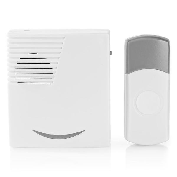 Drahtlose Türklingel: 36 Melodien, 80dB, IP44, weiss-grau, bis 100 m, batteriebetrieben, wetterfeste & flexible Funkklingel für Haus und Garten 