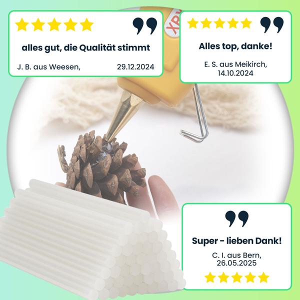 Heissklebestifte 50er Set für Heissklebepistolen, transparent, Ø 11 mm, 20 cm, Heissklebesticks mit extra starker Klebekraft, schnelltrocknend