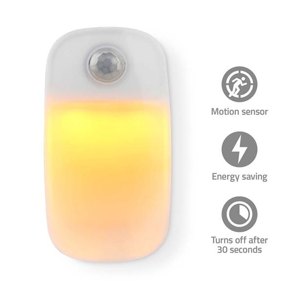 Energieeffizientes Plug-in LED Nachtlicht mit Bewegungssensor und Dämmerungssensor, Praktisch für die Steckdose, Orientierungslicht, warmweiss