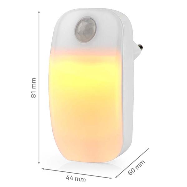 Energieeffizientes Plug-in LED Nachtlicht mit Bewegungssensor und Dämmerungssensor, Praktisch für die Steckdose, Orientierungslicht, warmweiss