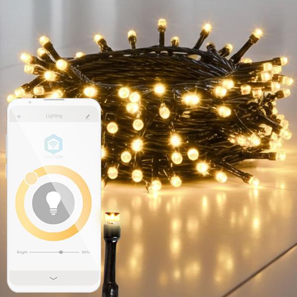 SmartLife LED Lichterkette - 100 warmweisse LEDs, dimmbar, 7 Lichtmuster - IP65, 10m Länge, App- & Sprachsteuerung, Musikmodus - Innen- & Aussenbereich