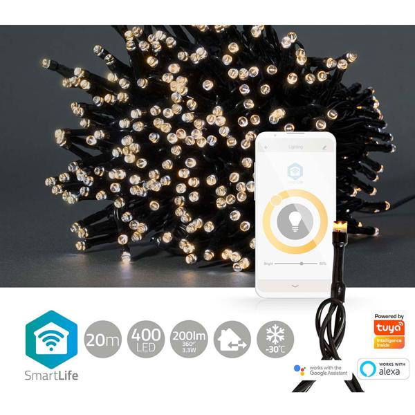 SmartLife LED Lichterkette, 400 LEDs, 20 Meter: warmweiss, 7 Muster, dimmbar, IP65 – langlebige und dekorative Aussenbeleuchtung