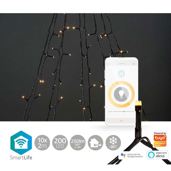 SmartLife Tannenbaum-Überwurf-Lichterkette - 200 dimmbare LEDs IP65 - App & Sprachsteuerung mit Alexa/Google Assistant - Musik-Sync - Warmweiss 20m
