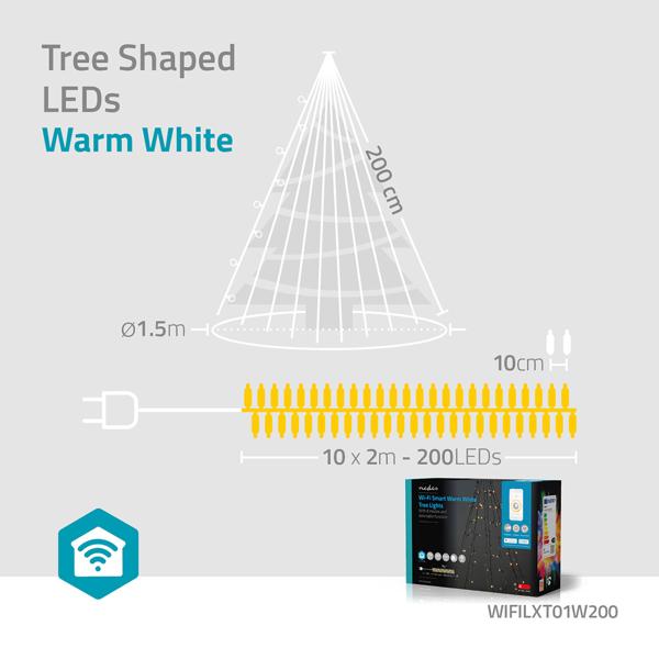 SmartLife Tannenbaum-Überwurf-Lichterkette - 200 dimmbare LEDs IP65 - App & Sprachsteuerung mit Alexa/Google Assistant - Musik-Sync - Warmweiss 20m