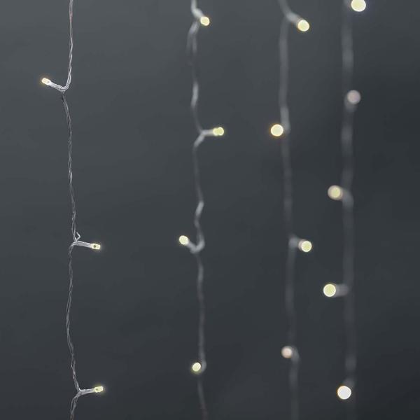 WLAN-Smart-Vorhang-Lichterkette - 200 dimmbare LEDs, 7 Lichtmuster, App/Sprachsteuerung - IP65 Aussen/Innen, 3m - Warmweiss, Nedis® SmartLife