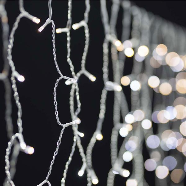 WLAN-Smart-Vorhang-Lichterkette - 200 dimmbare LEDs, 7 Lichtmuster, App/Sprachsteuerung - IP65 Aussen/Innen, 3m - Warmweiss, Nedis® SmartLife