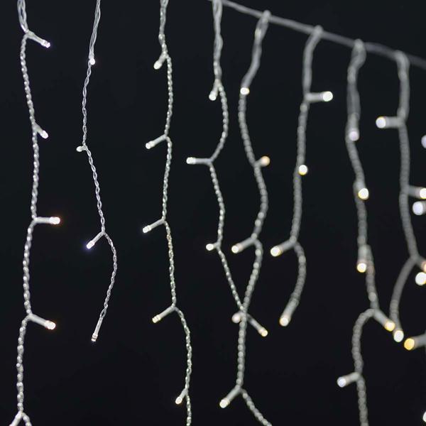 WLAN-Smart-Eisregen Lichterkette - 400 kaltweisse LEDs, 8m - IP65, dimmbar, Timer - für Innen- & Aussenbereich - 7 Lichteffekte, festliche Deko