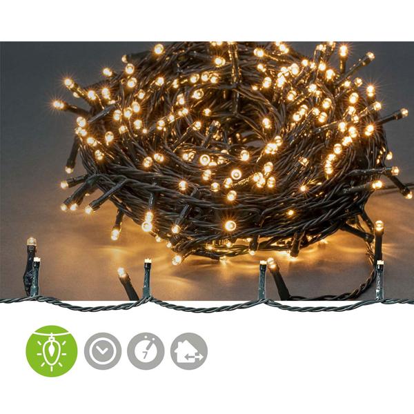 XXL LED Lichterkette - 720 warmweisse LEDs für festliche Atmosphäre & Weihnachtsbeleuchtung - IP44 spritzwassergeschützt - 54m mit Timer & 7 Lichtmustern