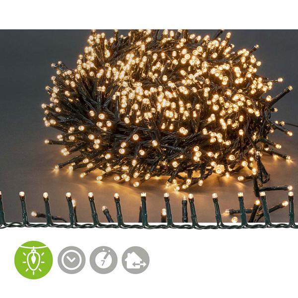 XL LED Lichterkette mit 1200 warmweissen LEDs – 24 m lang, 7 Lichtmuster, IP44 wetterfest, ideal für Weihnachten, Garten & Deko–stimmungsvolles Licht