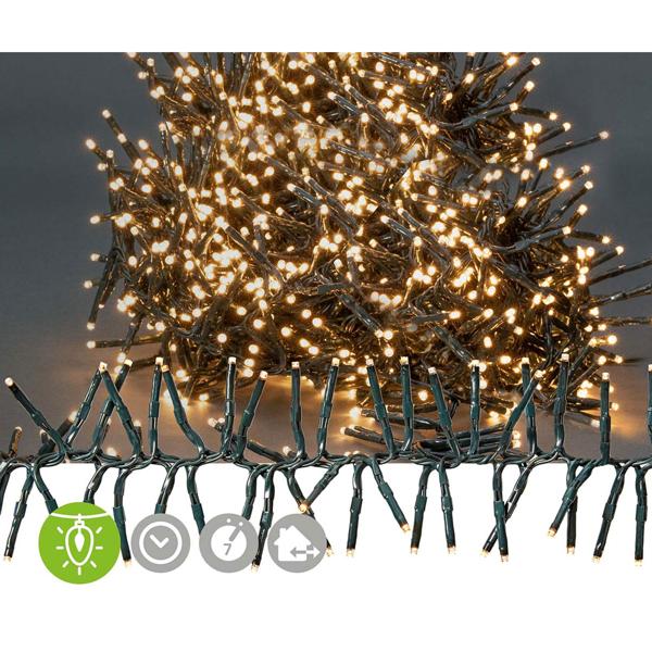 LED Lichterkette warmweiss - 1512 LEDs, 11m Länge, 7 Lichtmuster & Timer - Ideal für Innen- & Aussenbereiche (IP44), grünes Kabel