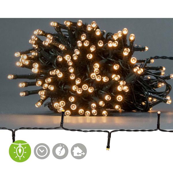 LED Lichterkette 14,4 m, 192 LEDs, warmweiss, batteriebetrieben, 7 Lichtmuster, IP44, energiesparend & flexibel für Innen- & Aussenbeleuchtung