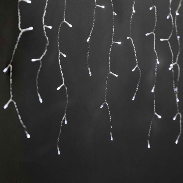 Eisregen Lichterkette - 180 LEDs - IP44 Spritzwasserschutz, 5,90 m Länge - 7 Modi, Timer, Kaltweiss für Innen- & Aussenbereich