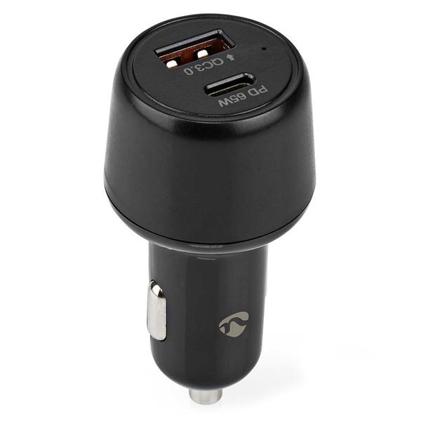 Kfz USB-Ladegerät 65W - Duales Laden für Smartphones, Tablets & USB-C Notebooks im Auto - USB-C PD & USB Typ A QC 3.0 - 12-24V DC