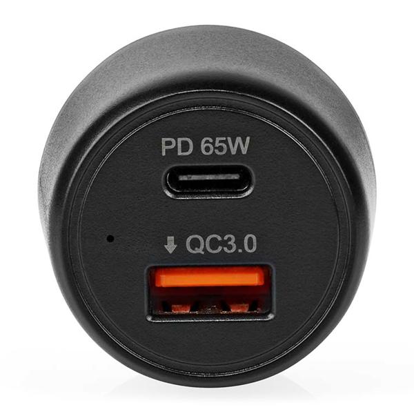 Kfz USB-Ladegerät 65W - Duales Laden für Smartphones, Tablets & USB-C Notebooks im Auto - USB-C PD & USB Typ A QC 3.0 - 12-24V DC