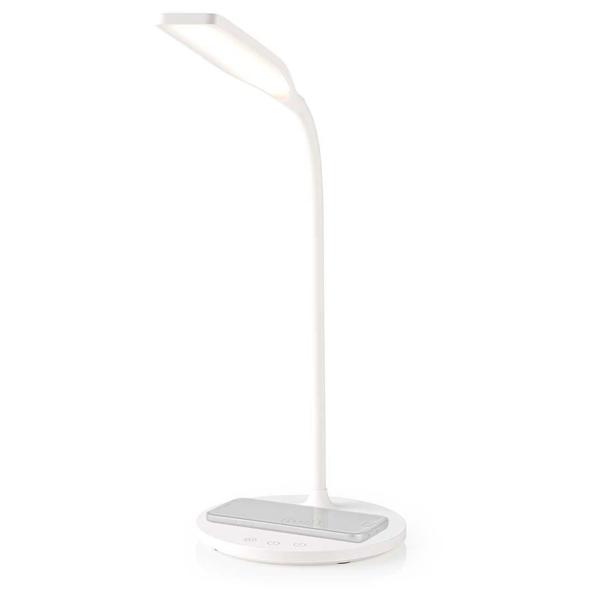 LED-Schreibtischlampe - Wireless-Ladegerät Dimm-Funktion - 36 LEDs, warm-/kalt-/naturweiss - Qi-kompatibel, neigbar, rutschfest, Weiss - 10W - 2700-6500K