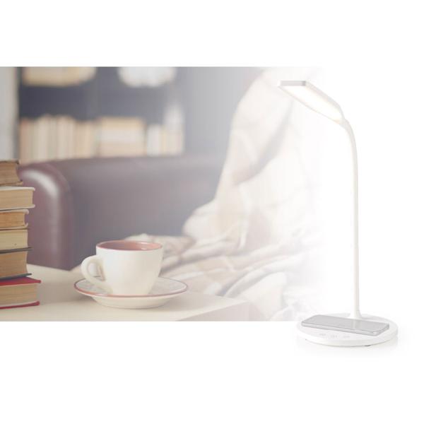 LED-Schreibtischlampe - Wireless-Ladegerät Dimm-Funktion - 36 LEDs, warm-/kalt-/naturweiss - Qi-kompatibel, neigbar, rutschfest, Weiss - 10W - 2700-6500K