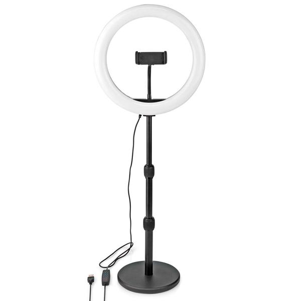 Höhenverstellbares Ringlicht mit Stativ, 26cm – 10 Stufen, 2700-6700K, Perfekt für Fotos, Videos, Make-Up, ABS/Alu
